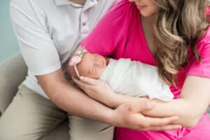 Newborn baby girl with mom and dad, Knoxville family newborn portrait