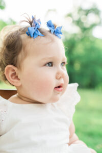 Side profile portrait of one-year-old Juliana, Harriman first birthday photography