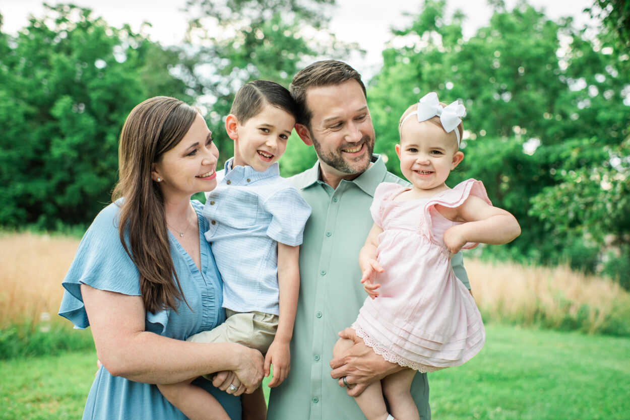 Family of four outdoor portrait at The Holmstead Studio, Knoxville