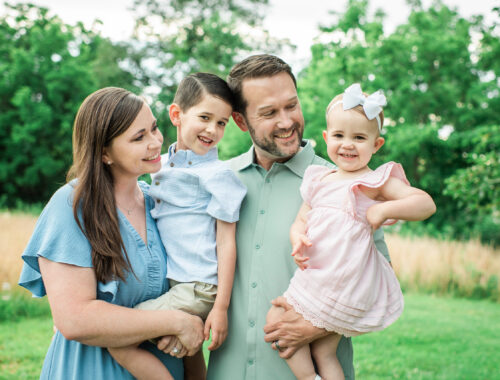 Family of four outdoor portrait at The Holmstead Studio, Knoxville