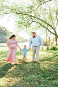 Nix family walking together, Melton Hill Park Knoxville maternity session