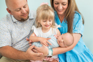 Family of four with newborn baby boy, Knoxville family newborn photography